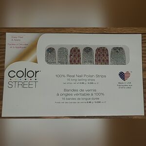 Color Street Silver, Red & Teal Nail Polish Strips - Pinball Queen